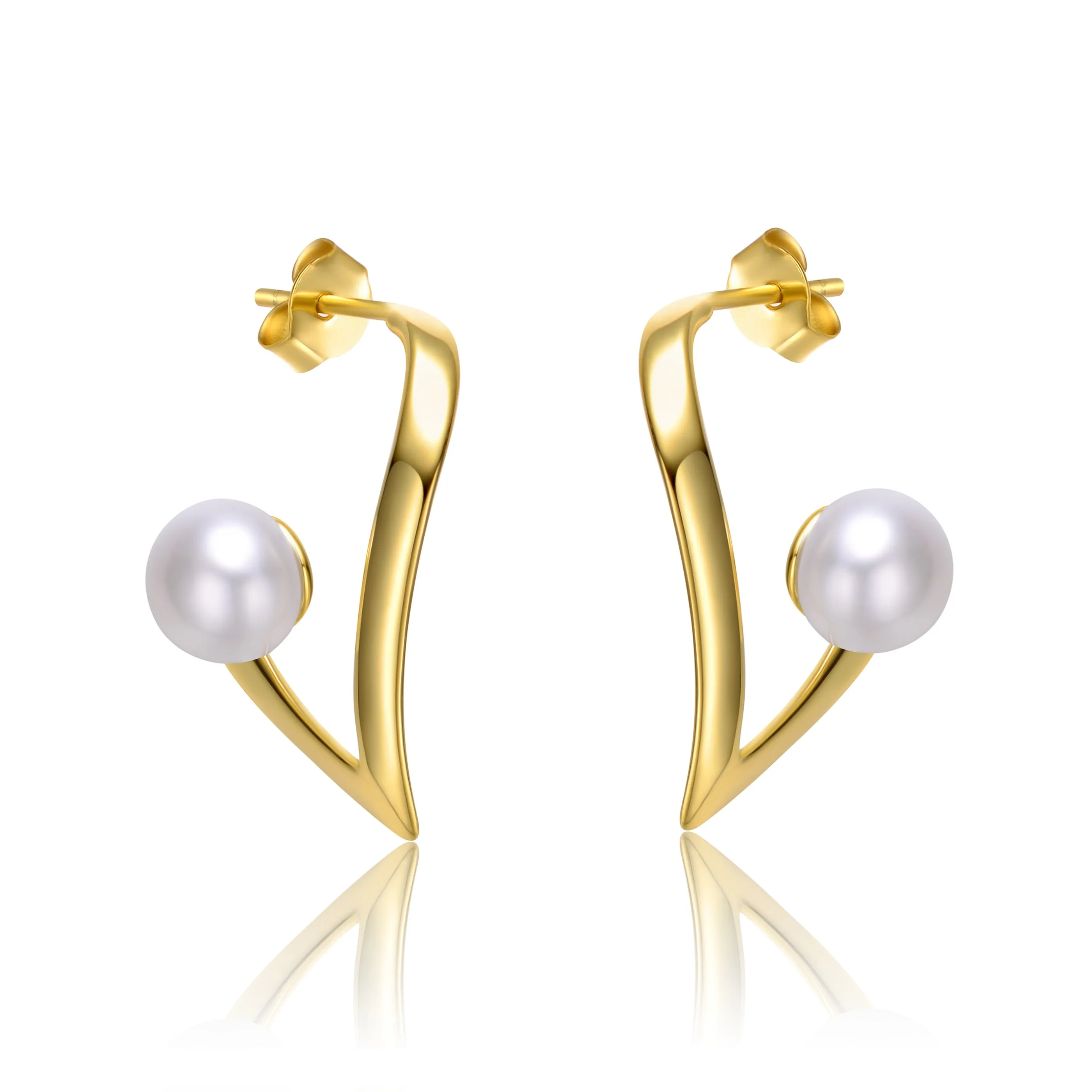 Delphine Demi Golden Ribbon Pearl Earrings