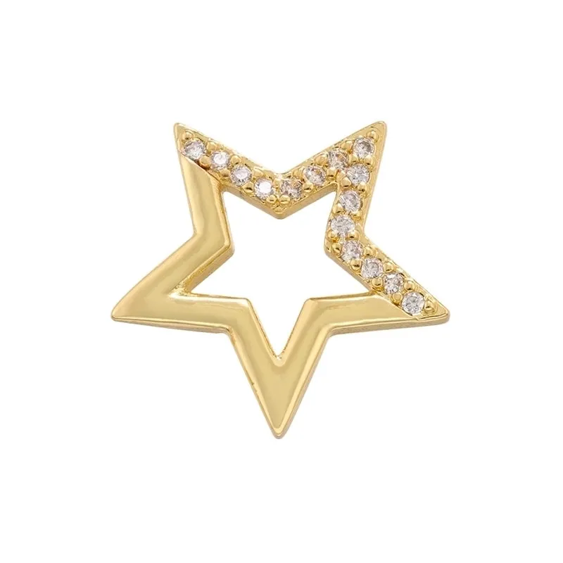 Elegant Simple Style Moon Copper Plating Inlay Zircon 18k Gold Plated Charms