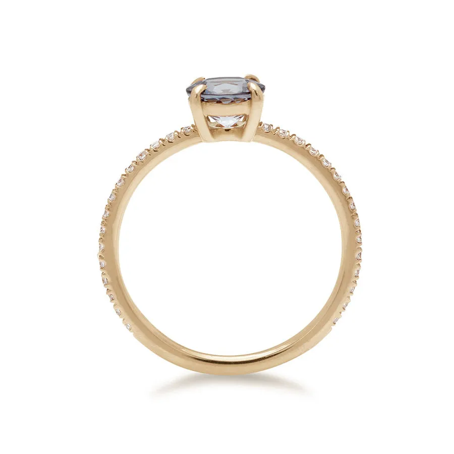 Eleonore Delicate Pave Ring - 14k Gold & Grey Spinel (0.75ct)