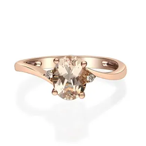 Ellianna 14K Rose Gold Oval-Cut Madagascar Morganite Ring