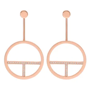 ER108RG B.Tiff Rose Gold Pavé Logo T Bar Earrings