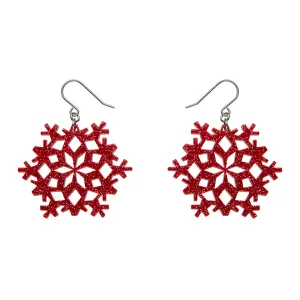 Essentials Snowflake Dangle Earrings - Red Fine Glitter