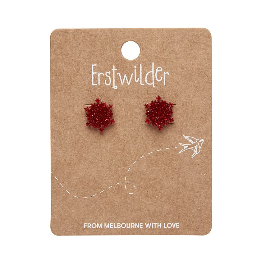 Essentials Snowflake Post Earrings - Red Fine Glitter