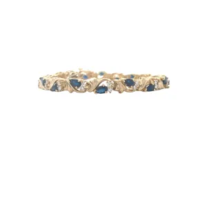 Estate Yellow Gold Sapphire and Diamond Bracelet