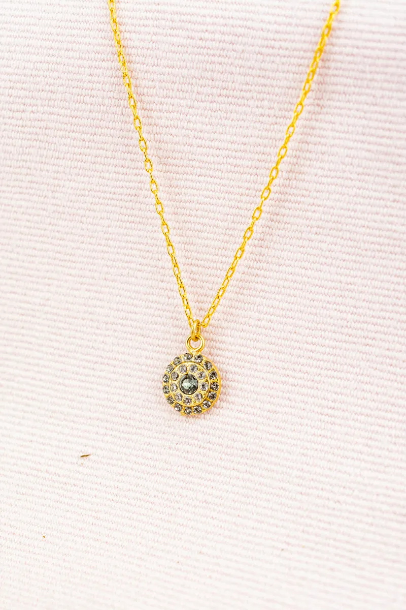 French Round Rhinestone Necklace