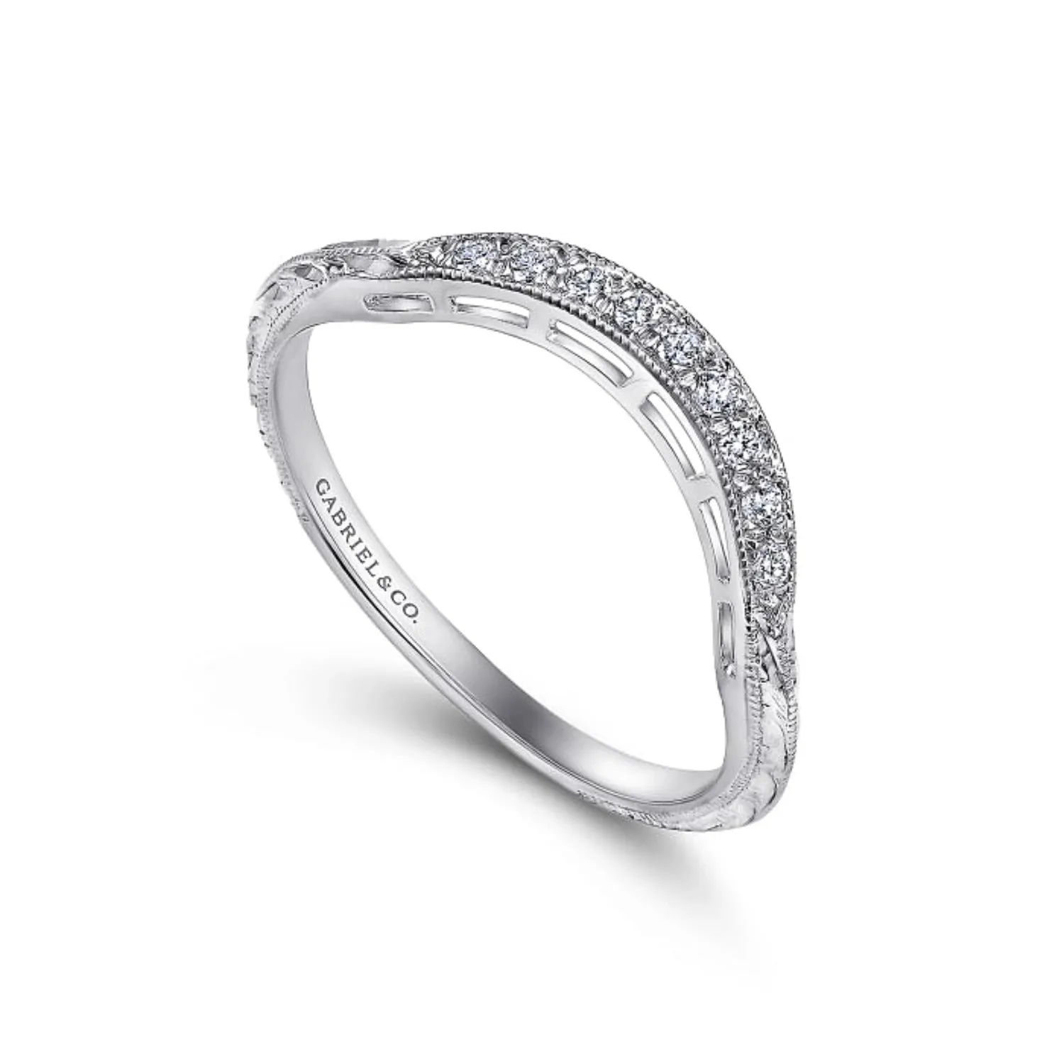 Gabriel & Co. "Margarita" Vintage Diamond Wedding Band