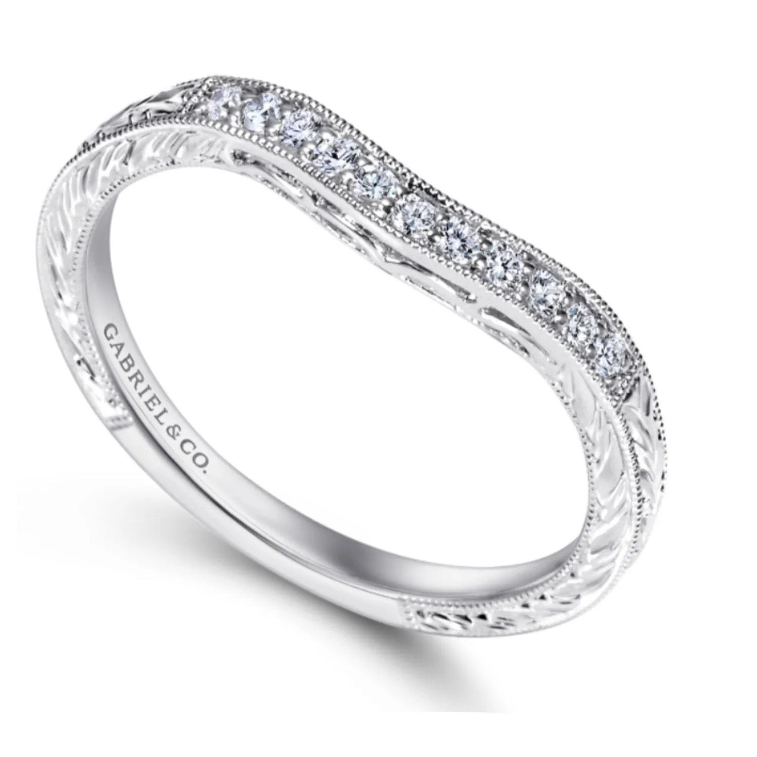 Gabriel & Co. "Tallulah" Milgrain Diamond Wedding Band