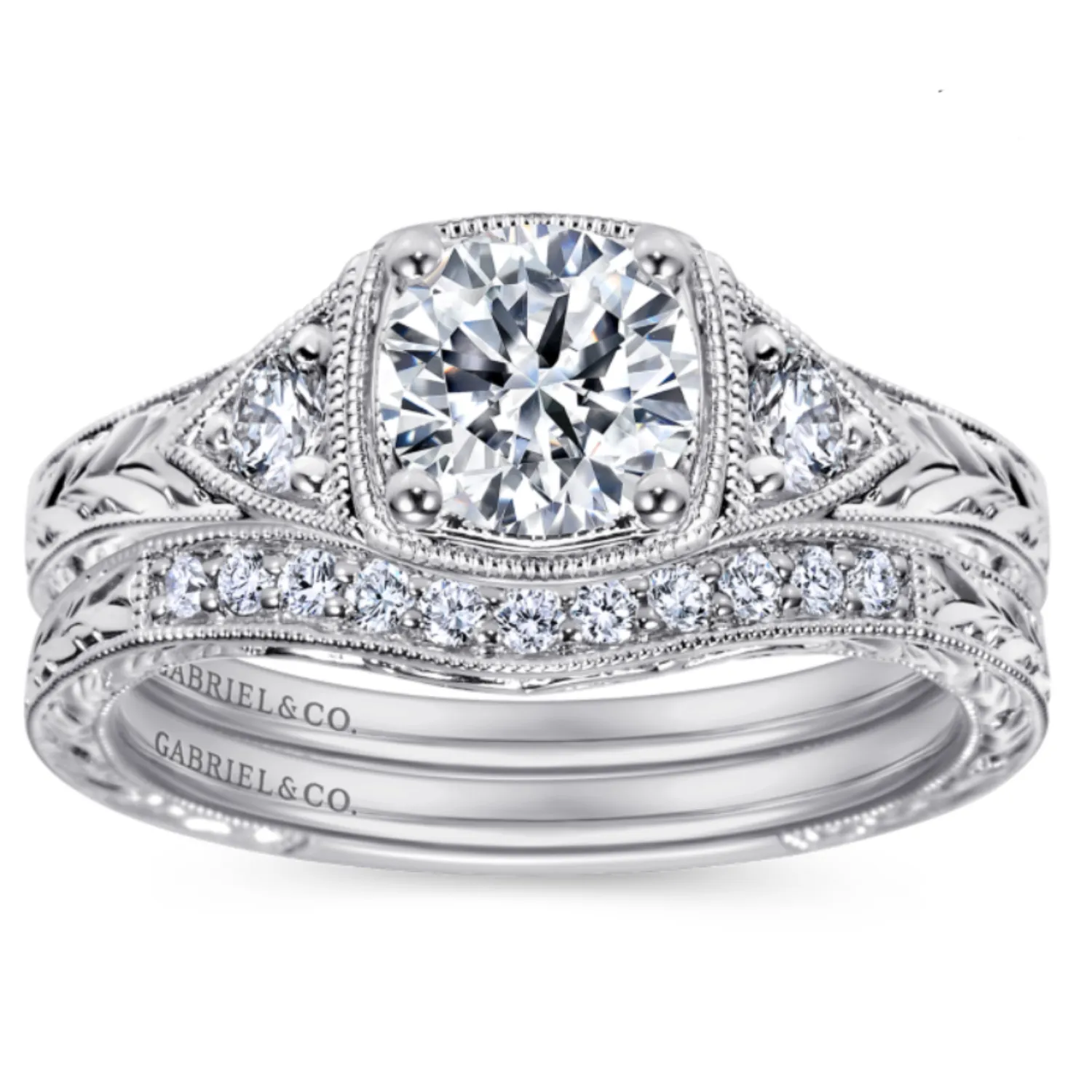 Gabriel & Co. "Tallulah" Milgrain Diamond Wedding Band