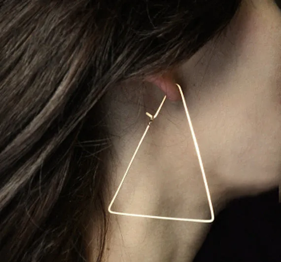 Geometric Hoop Earrings - Triangle Hoops