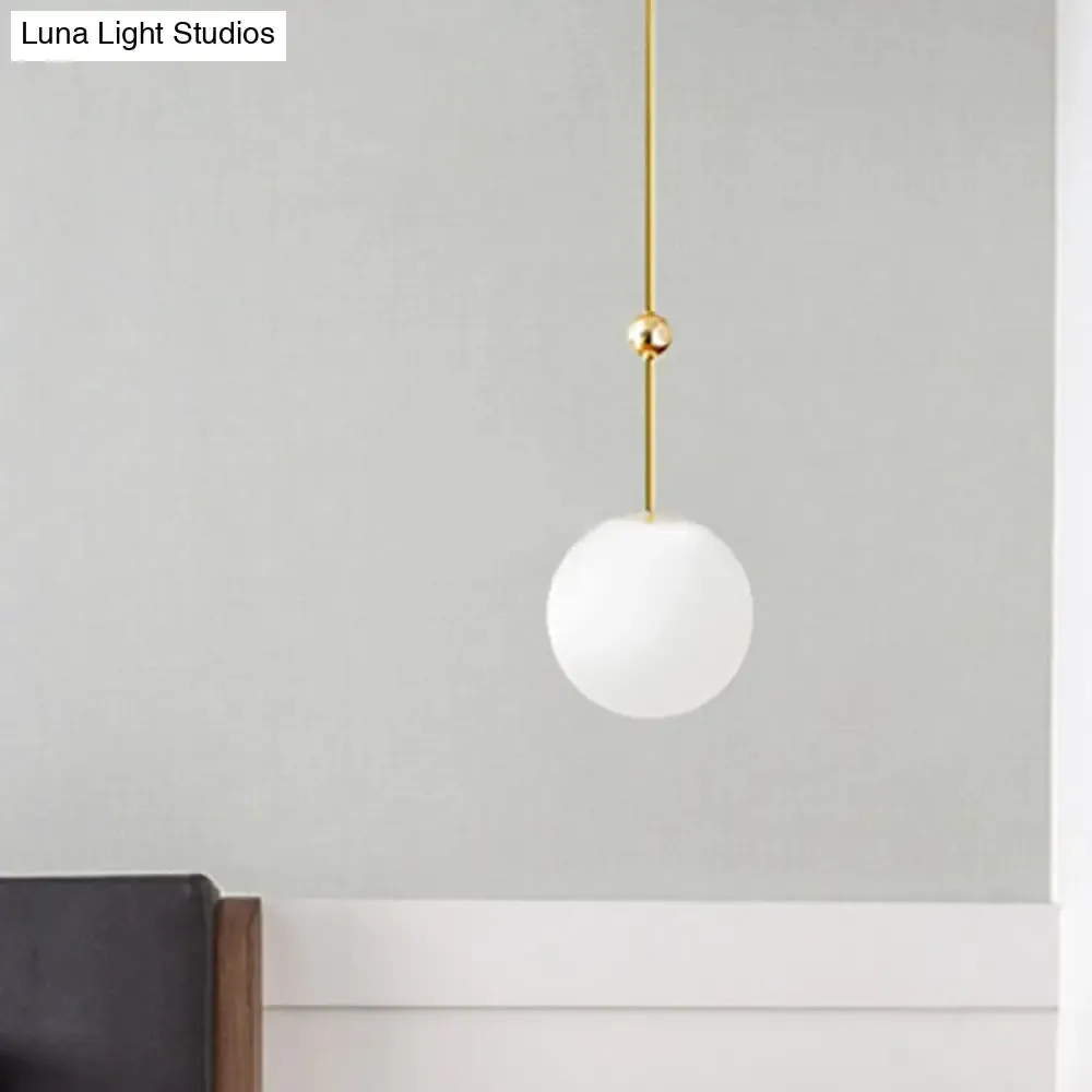 Gold LED Hanging Pendant with Milk Glass Shade, 39"/47" H - Simple and Elegant Bedroom Suspension Light