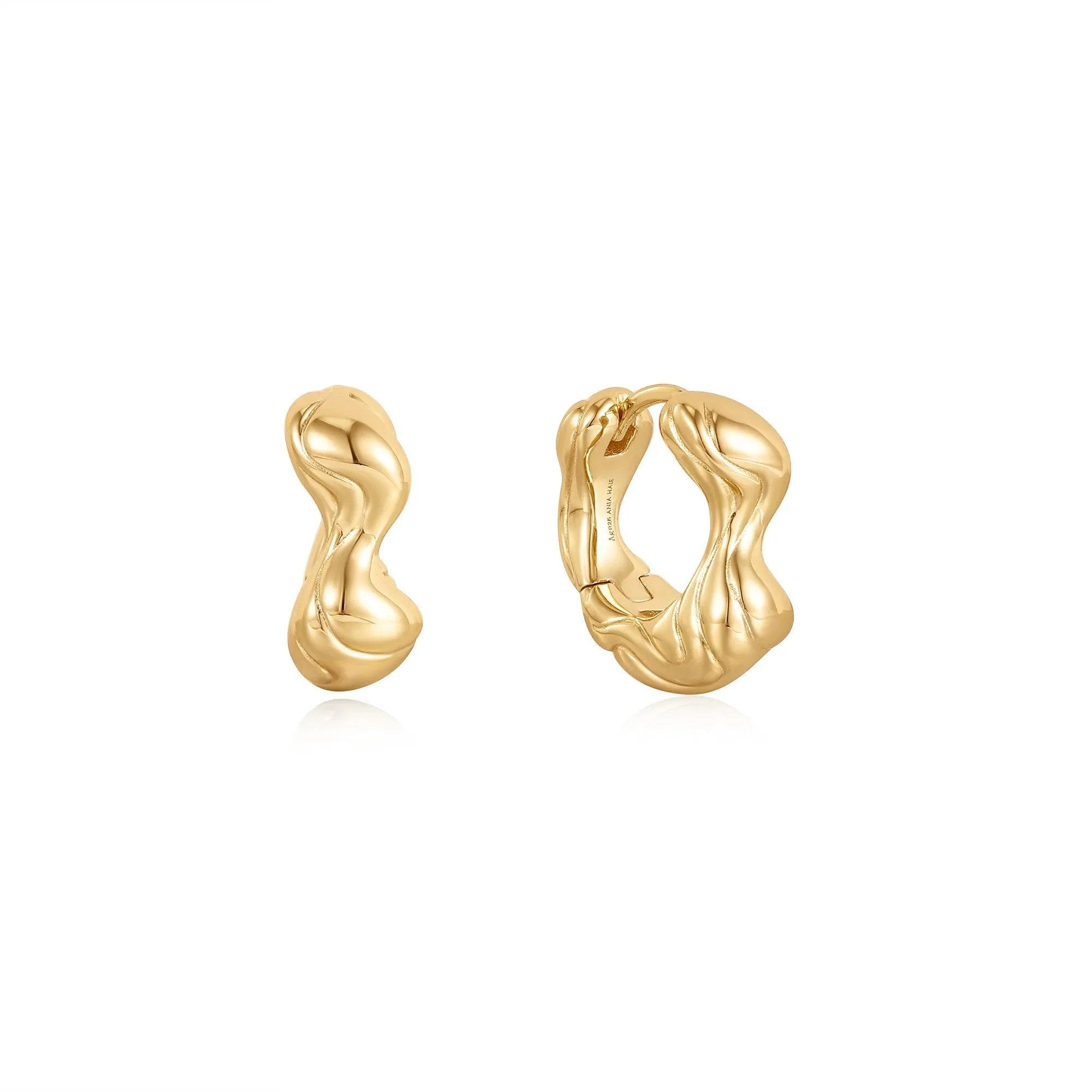 Gold Twisted Wave Thick Hoop Earrings