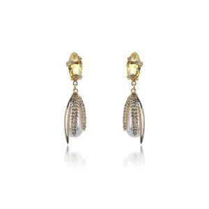 Gold Wheat with  Cubic Zirconia Dangle Earring for Wedding Accessories Jewelry CE11913