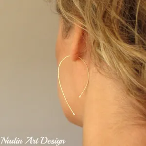 Gold Wishbone Earrings - Open Hoop Earrings