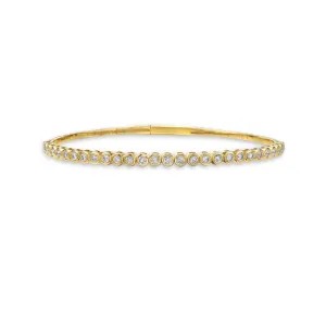 HalfWay Diamond Flexible Bangle Bracelet (1.10 ct.) Bezel Set in 14K Gold