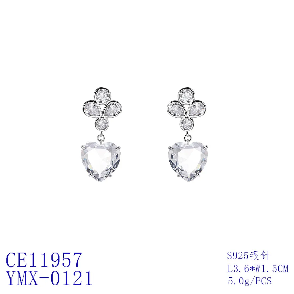 Heart Cubic Zirconia Dangle Earring for Wedding Accessories Jewelry CE11957