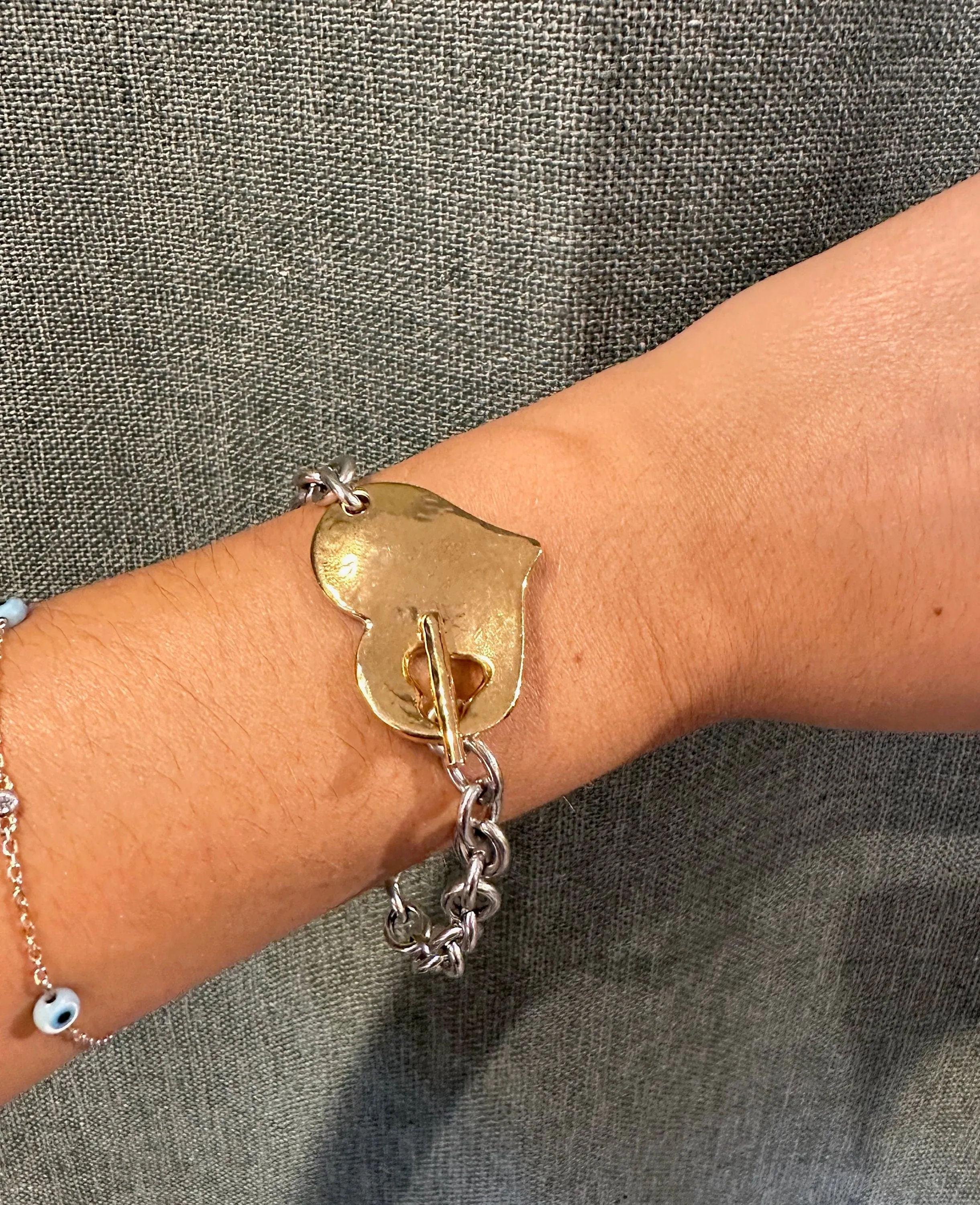 'Heart in Front' Bracelet - Mixed Metals