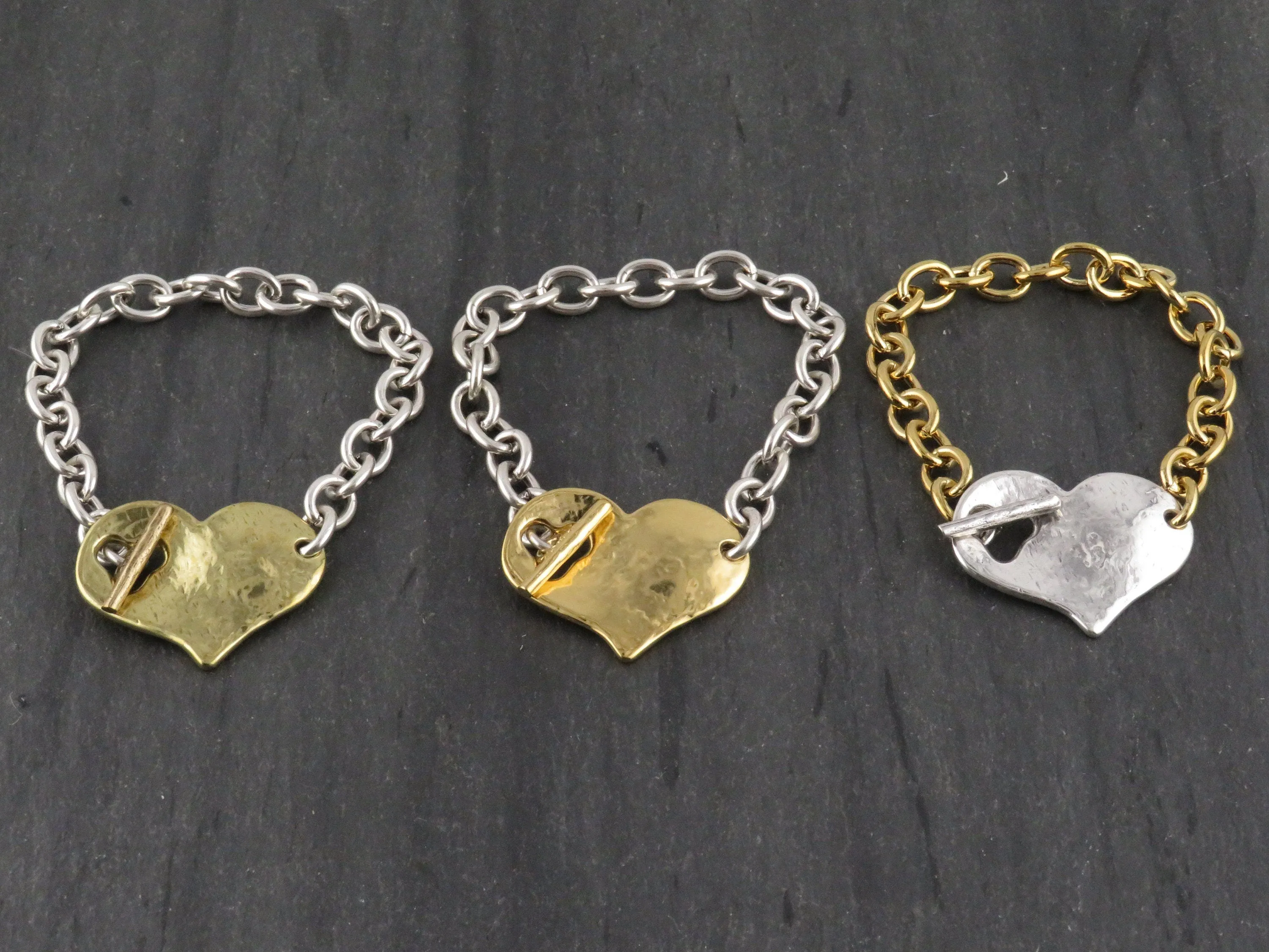 'Heart in Front' Bracelet - Mixed Metals