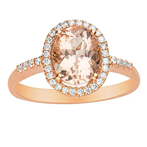 Helena 10K Rose Gold Oval-Cut Madagascar Morganite Ring