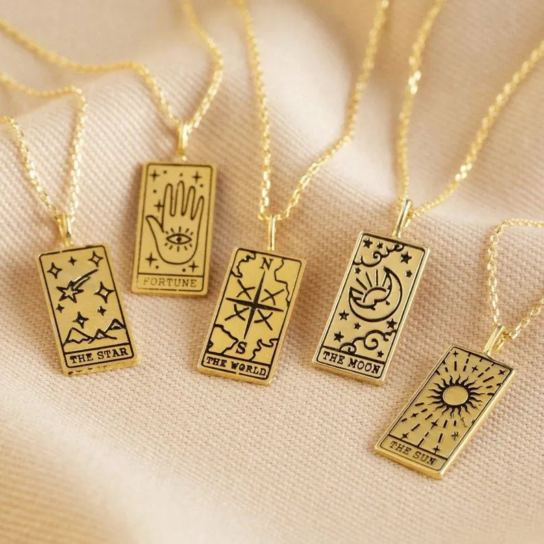 High Quality 925 Silver Tarot Card Pendant Necklace