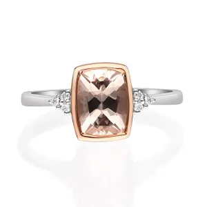 Holly 14K Two Tone Gold Cushion-Cut Madagascar Morganite Ring