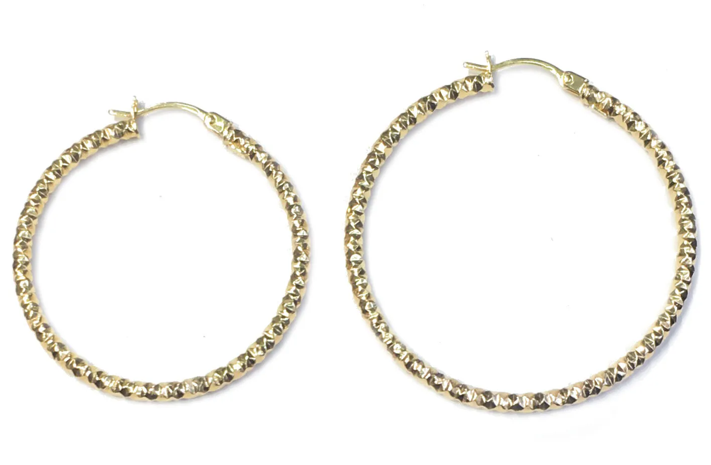 Hoop Earrings (Fancy Diamond Cut) 14K