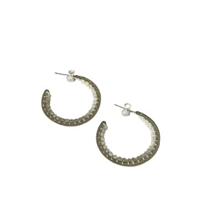 Hoop Earrings in Sterling Silver with Moonstone Gemstone