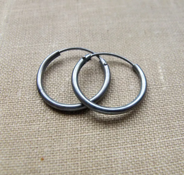 Huggie Hoop Earrings - Sterling Silver Tube Hoops