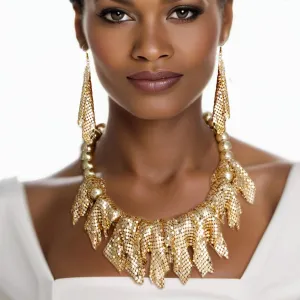 Iconic Mesh Bead Necklace Set: Bold Gold Fashion Jewelry