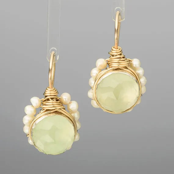 Jade Pearl Flower Earrings