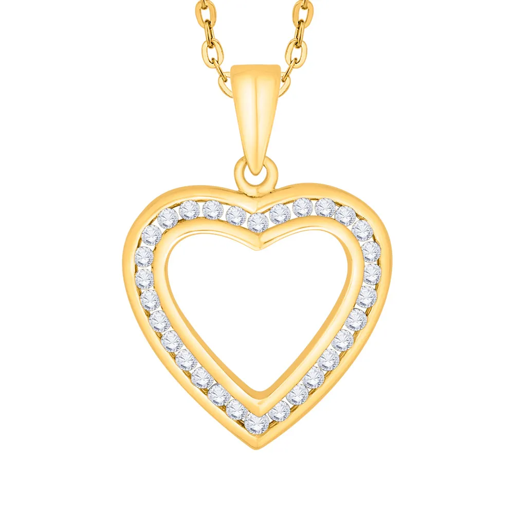 KATARINA Channel Set Diamond Heart Pendant Necklace (1/2 cttw)