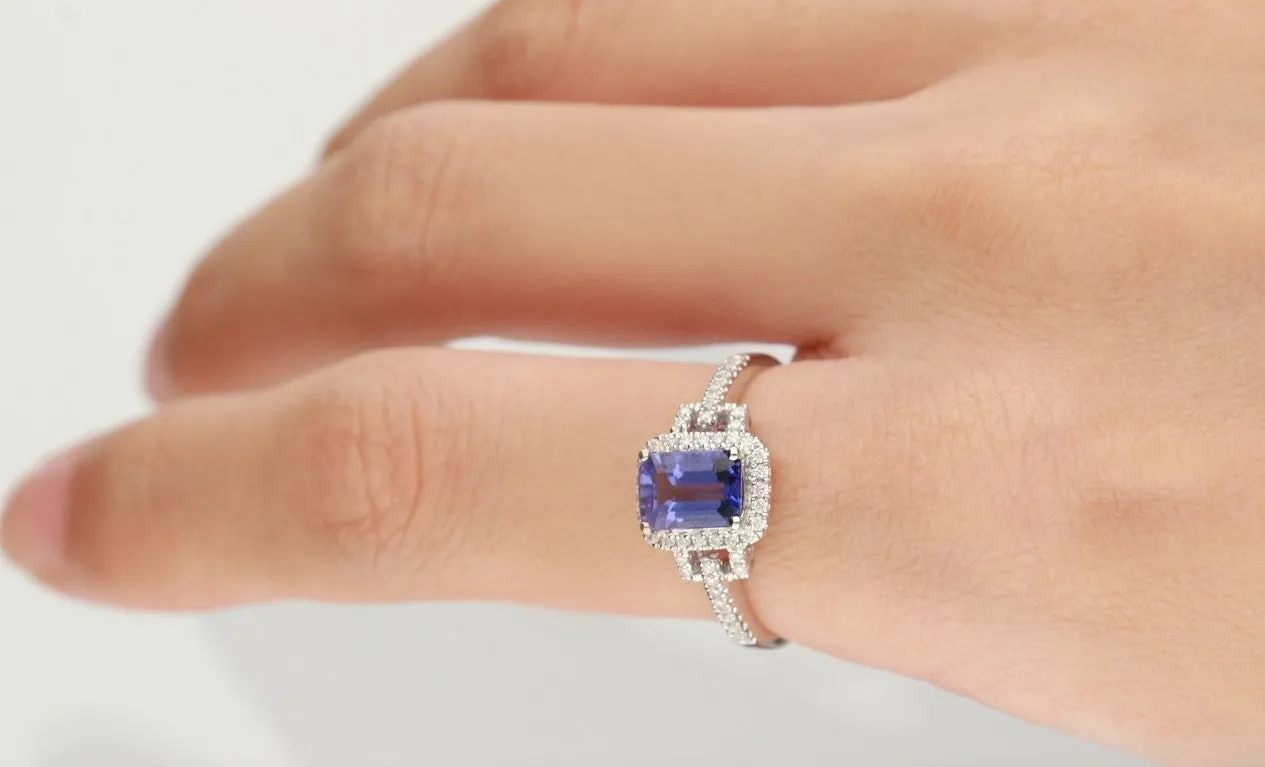 Kennedy 14K White Gold Emerald-Cut Tanzanite Ring