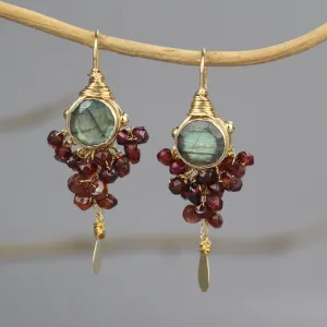 Labradorite Garnet Goddess Earrings