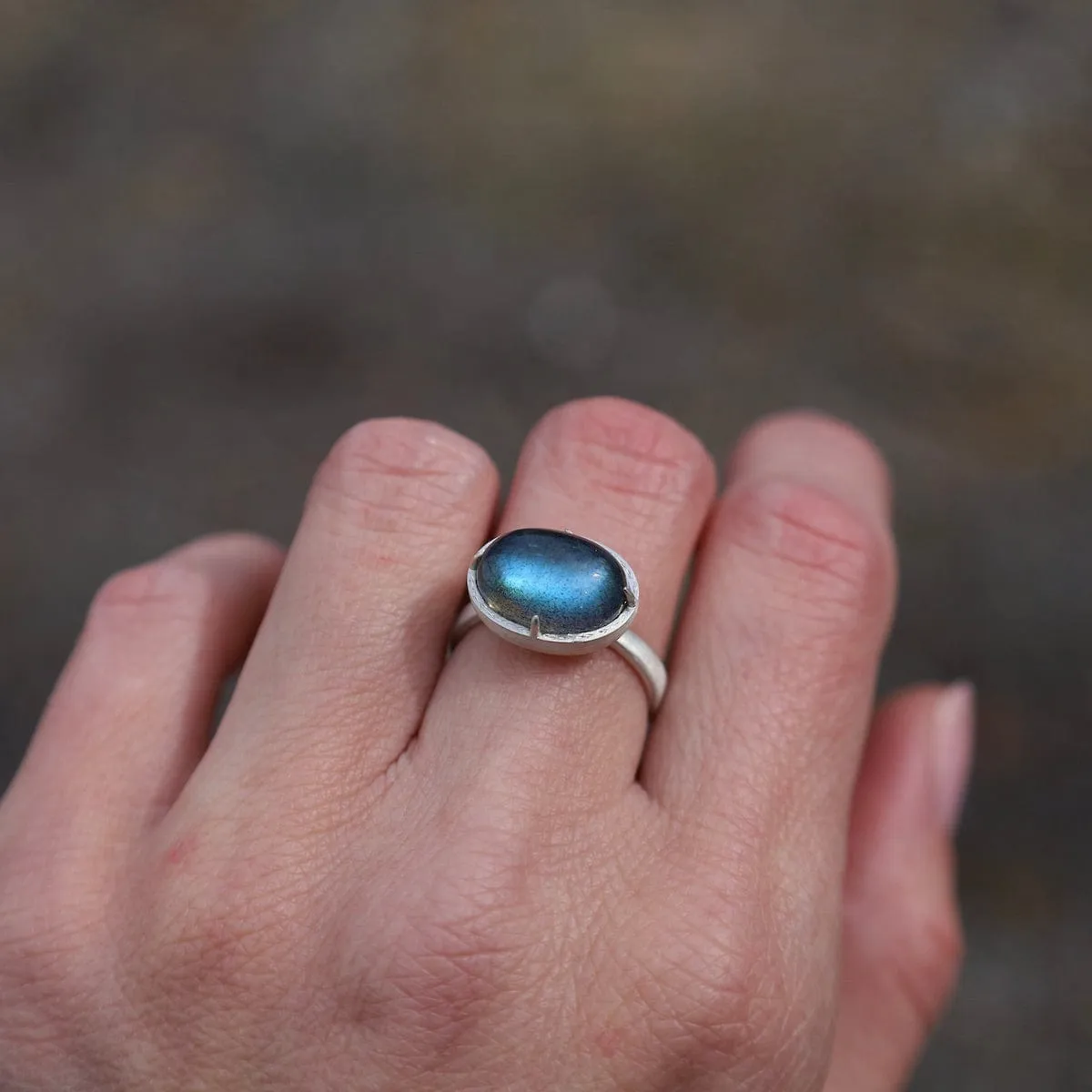 Labradorite Horizontal Prong Ring