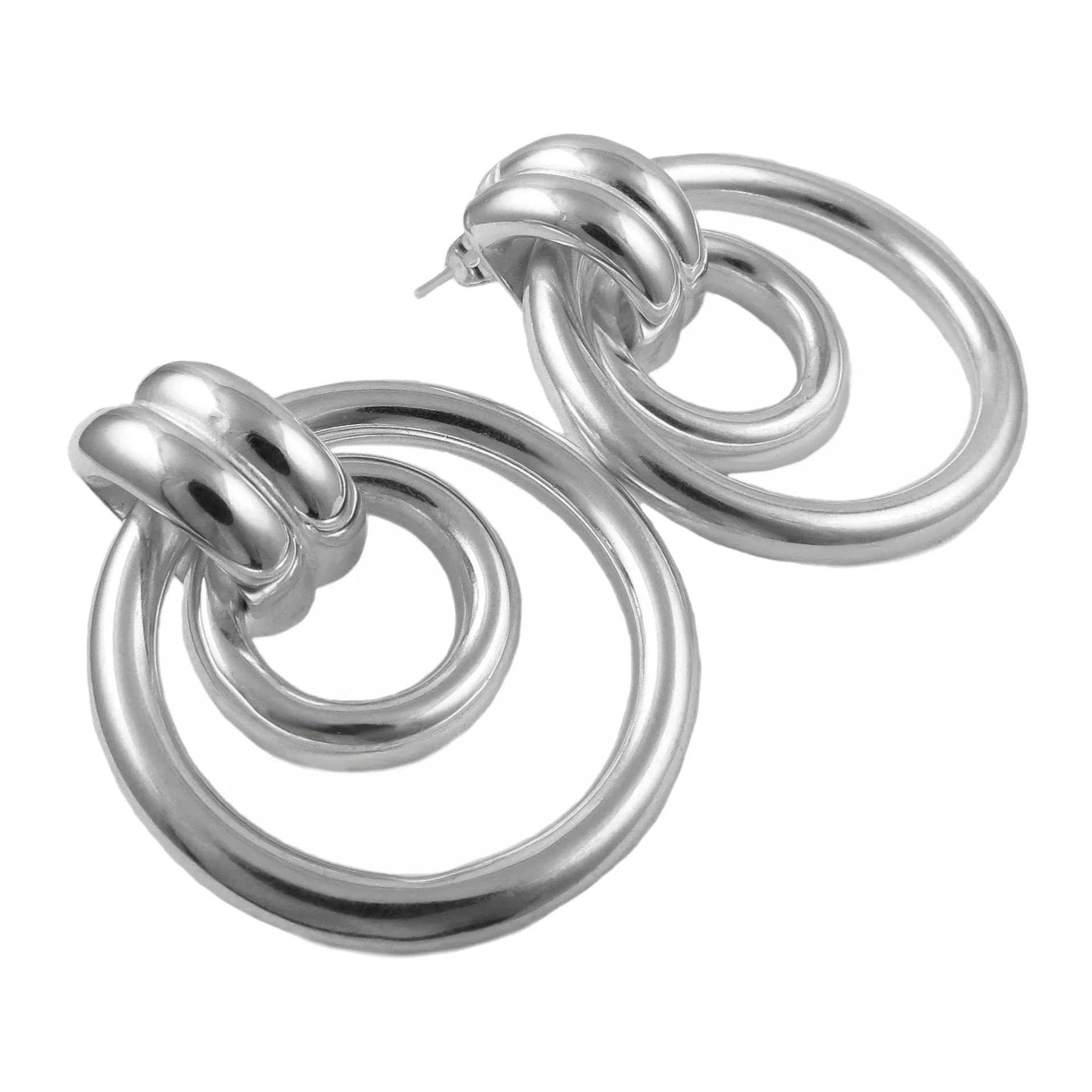 Large Double Hoop 925 Sterling Silver Circle Earrings