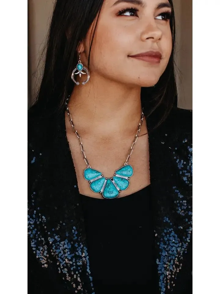 Large Turquoise Chain Necklace