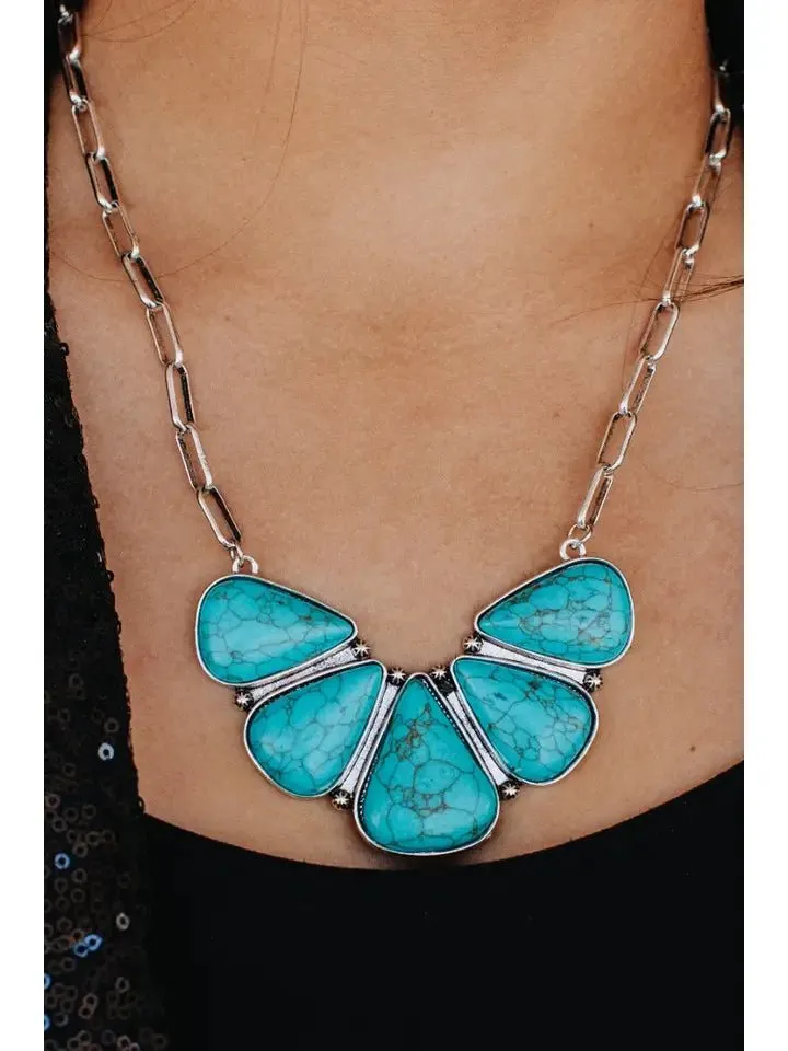 Large Turquoise Chain Necklace