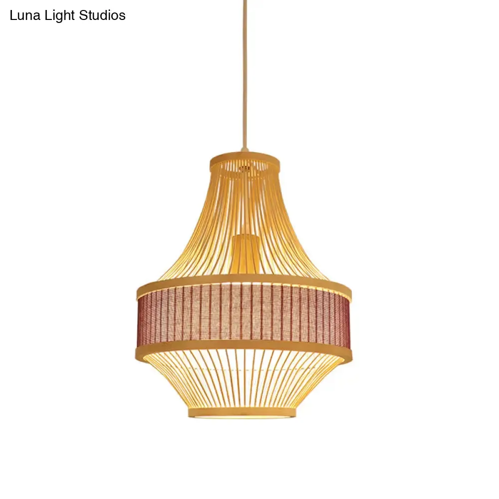 Laser Cut Bamboo Pendant Ceiling Lamp in Light Purple