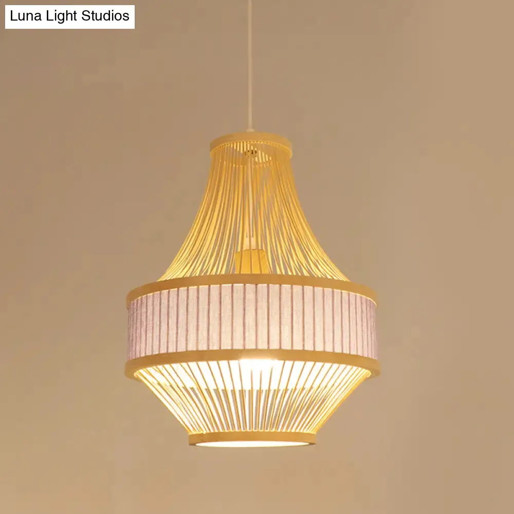 Laser Cut Bamboo Pendant Ceiling Lamp in Light Purple