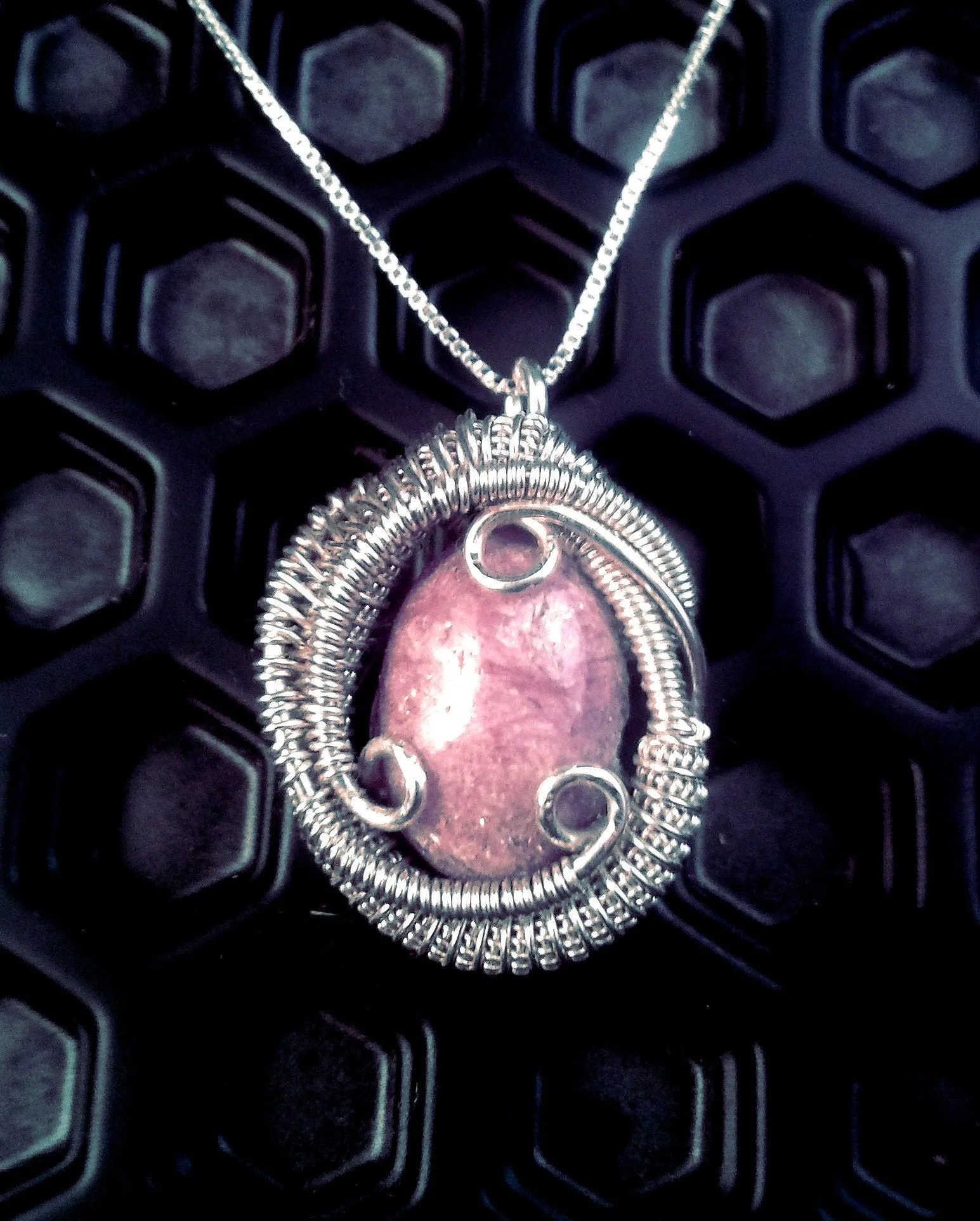 Lepidolite Wire Wrapped Silver Mini Pendant