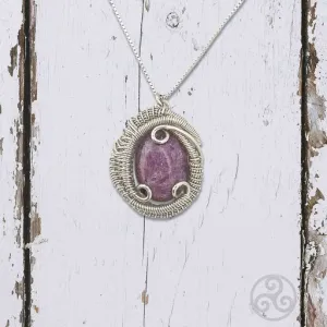 Lepidolite Wire Wrapped Silver Mini Pendant