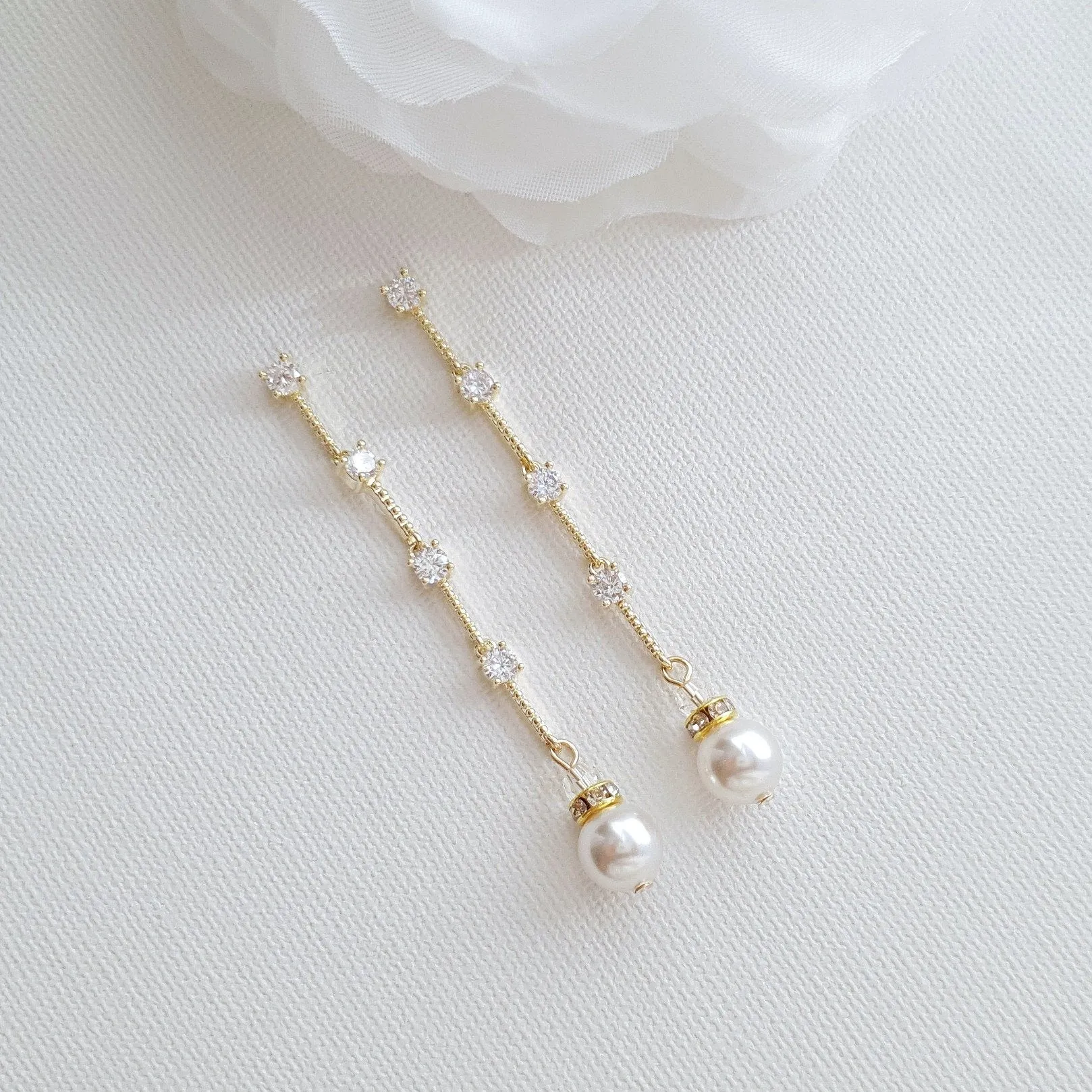 Long Gold Earrings for Brides-Ginger