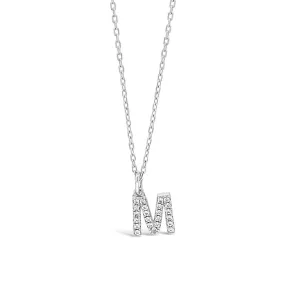 M - Initial M Necklace Sterling Silver Pendant