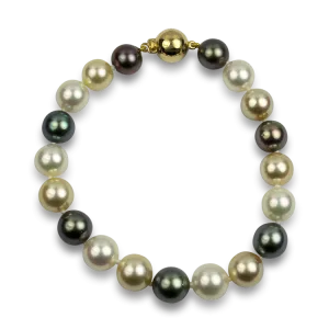 Mastoloni 18k Yellow Gold Multi-Color Pearl Bracelet