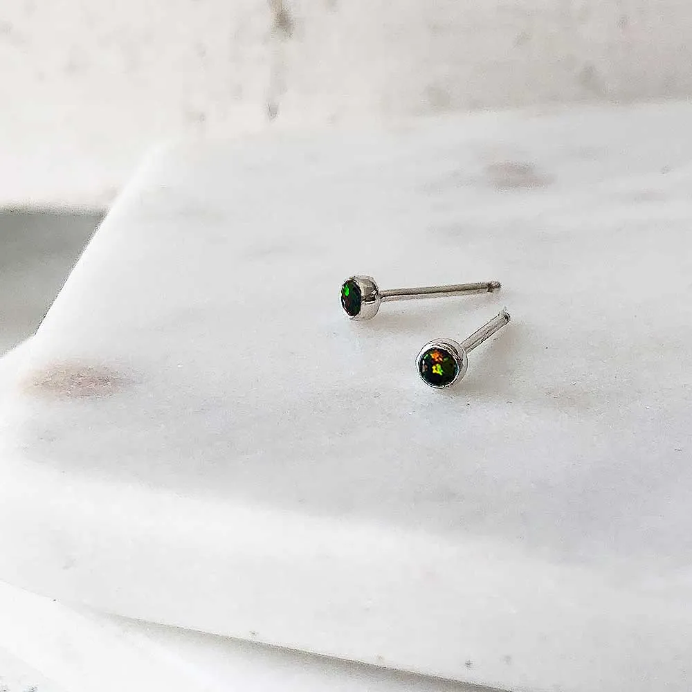 Mini Black Opal Stud Earrings