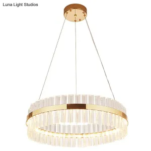 Modern LED Crystal Gold Ring Pendant Ceiling Lamp