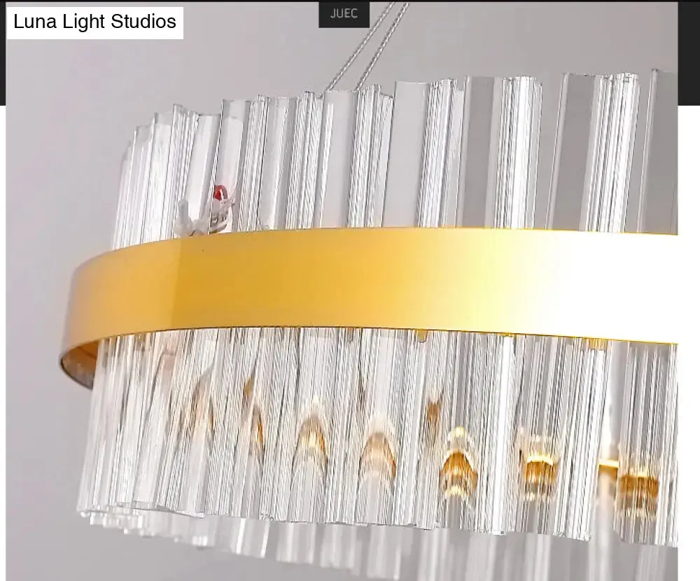 Modern LED Crystal Gold Ring Pendant Ceiling Lamp