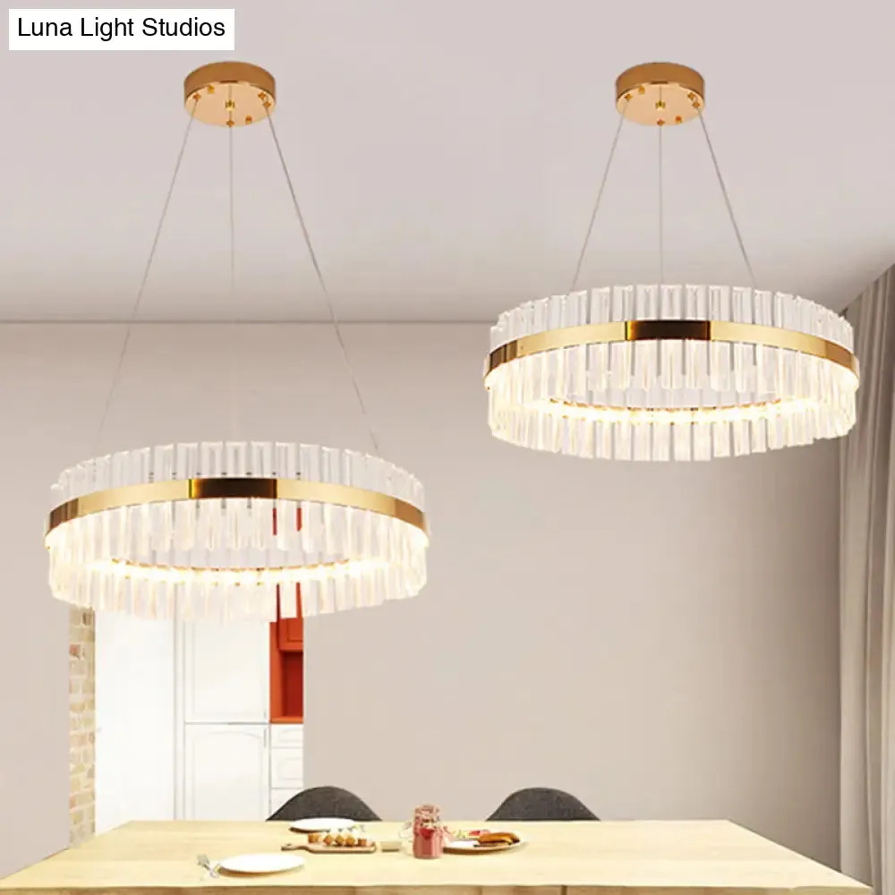 Modern LED Crystal Gold Ring Pendant Ceiling Lamp