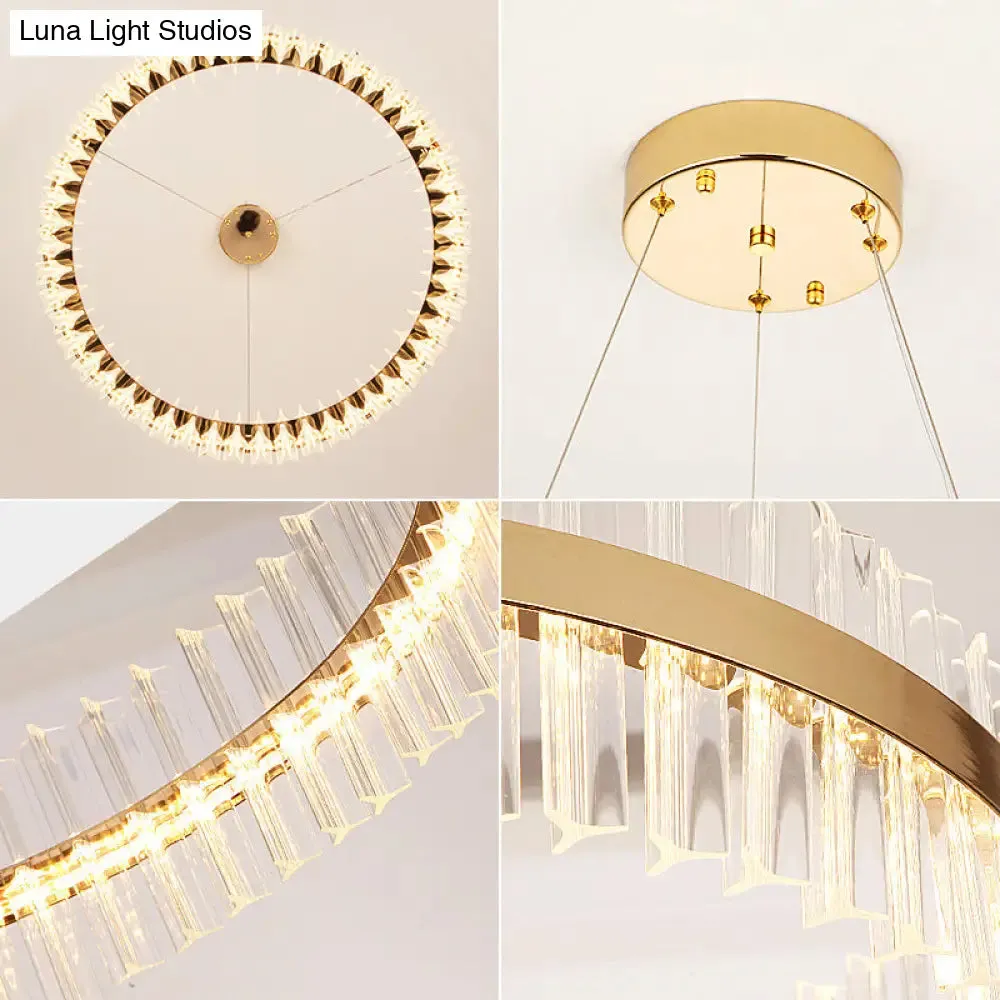 Modern LED Crystal Gold Ring Pendant Ceiling Lamp