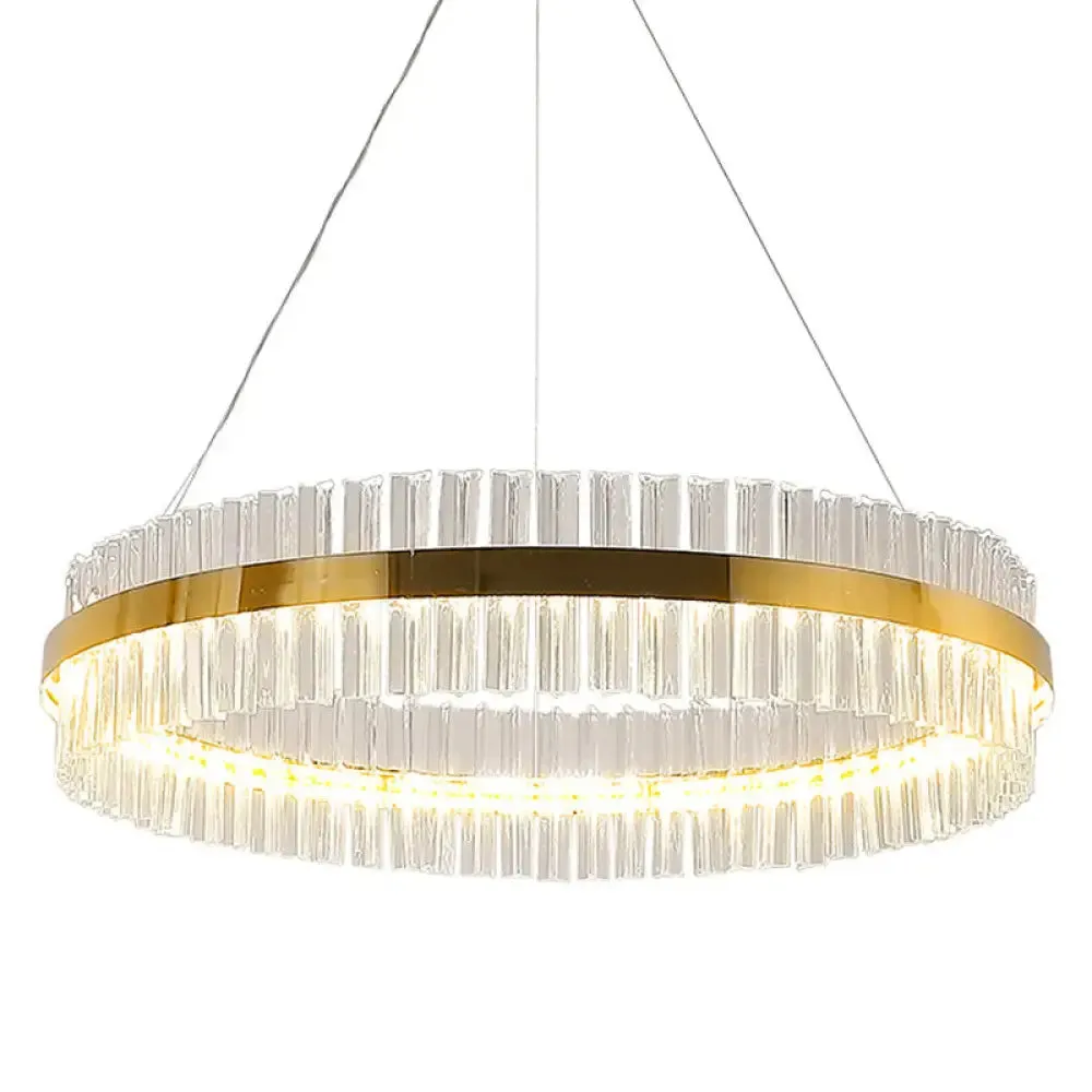 Modern LED Crystal Gold Ring Pendant Ceiling Lamp