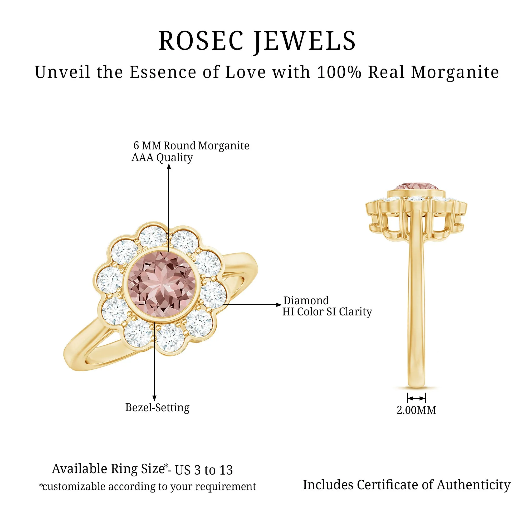 Morganite and Diamond Floral Inspired Engagement Ring